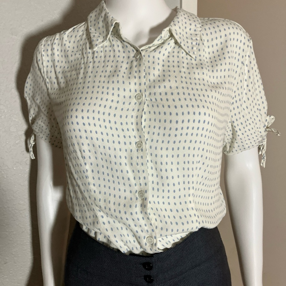 Philosophy Cream and Blue Button Down Shirt